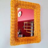 Rectangular wicker mirror 1960