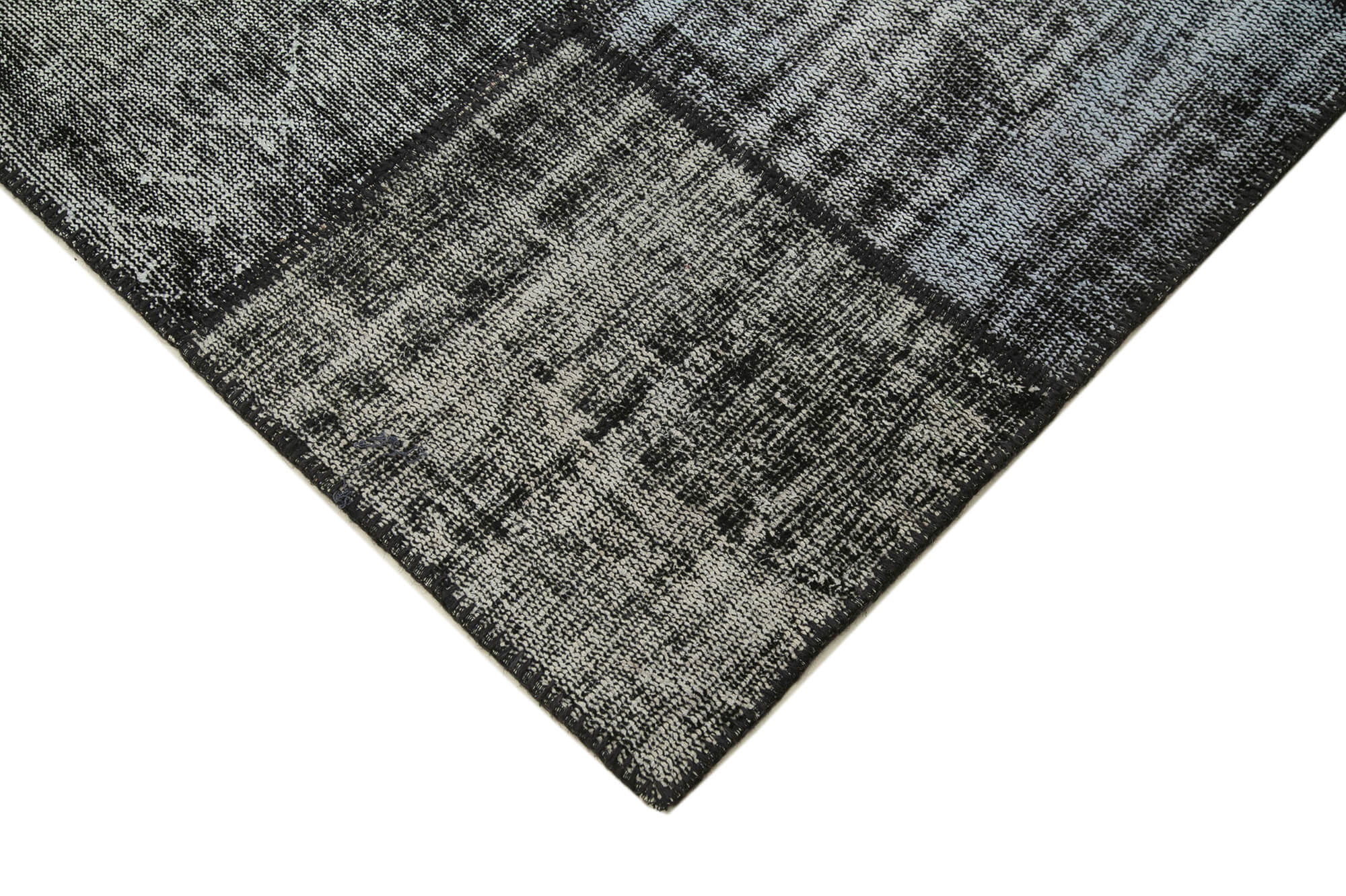 Handwoven turkish contemporary 176 cm x 245 cm black patchwork rug