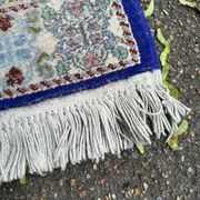 Authentic handmade Moroccan rug in blue, certified, 150x88cm.