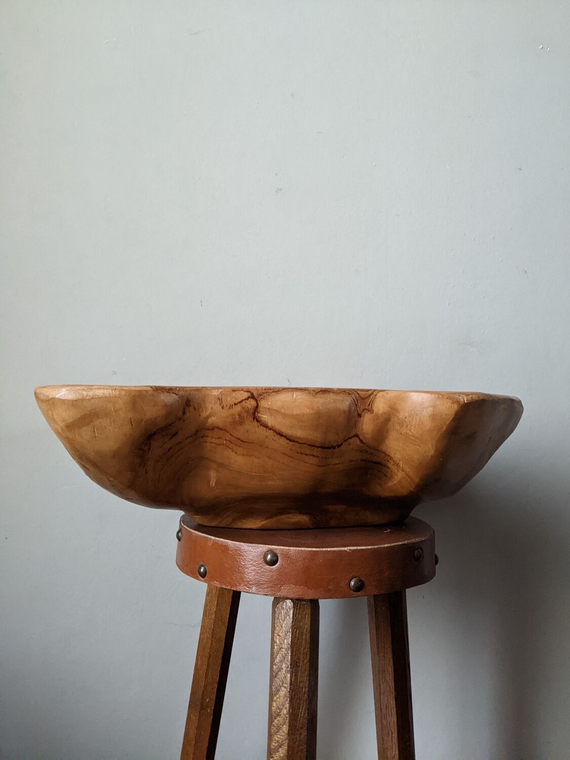 Handcrafted olive wood fruit bowl, country decor.