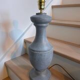 Vintage baluster lamp in zinc gray wood