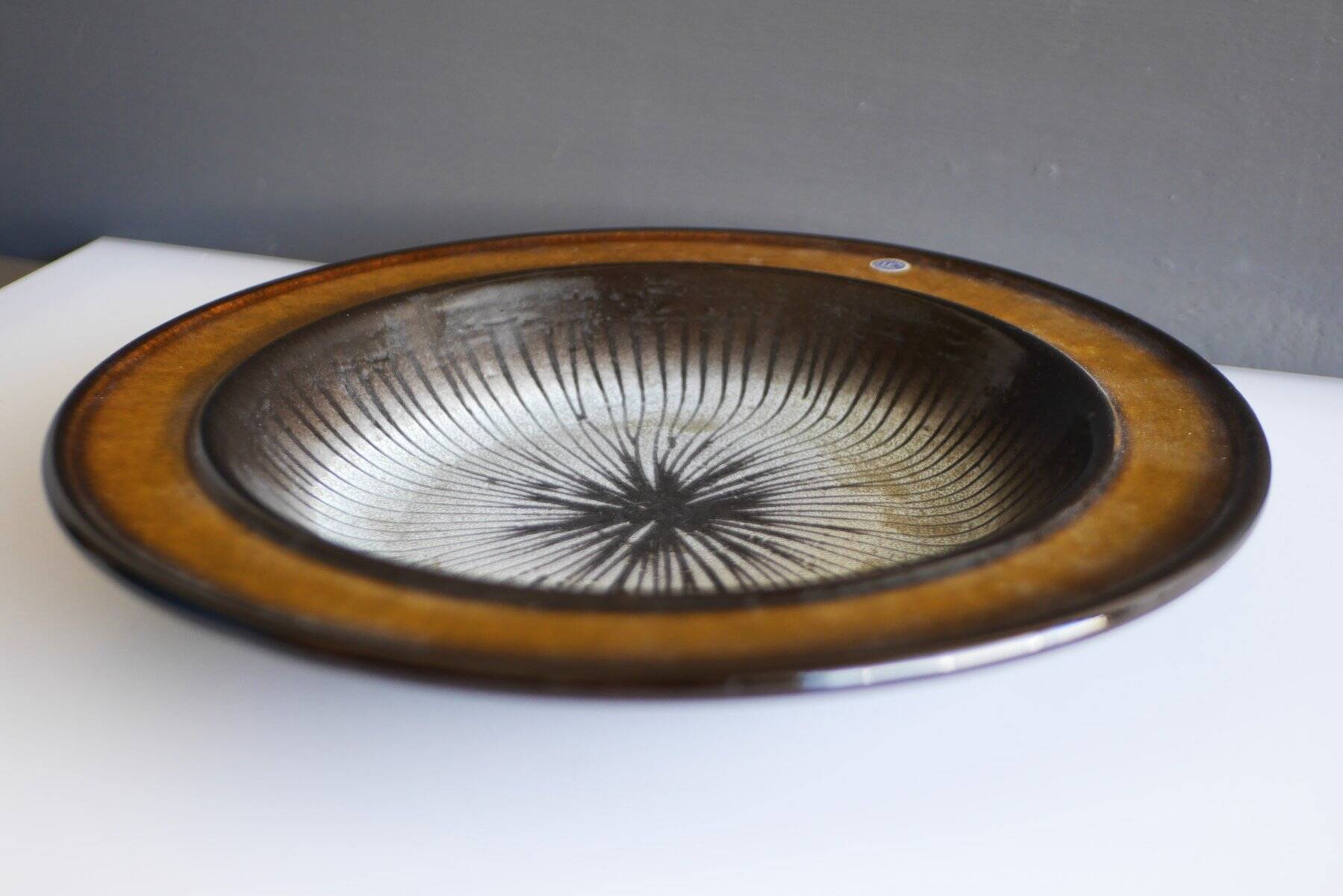 Large mid-century modern pottery Cleo bowl by Mari Simmulson for Uppsala Ekeby, 1970s