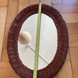 Oval wicker rattan mirror