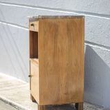 Art deco bedside table, art deco wooden bedside table with marble slab