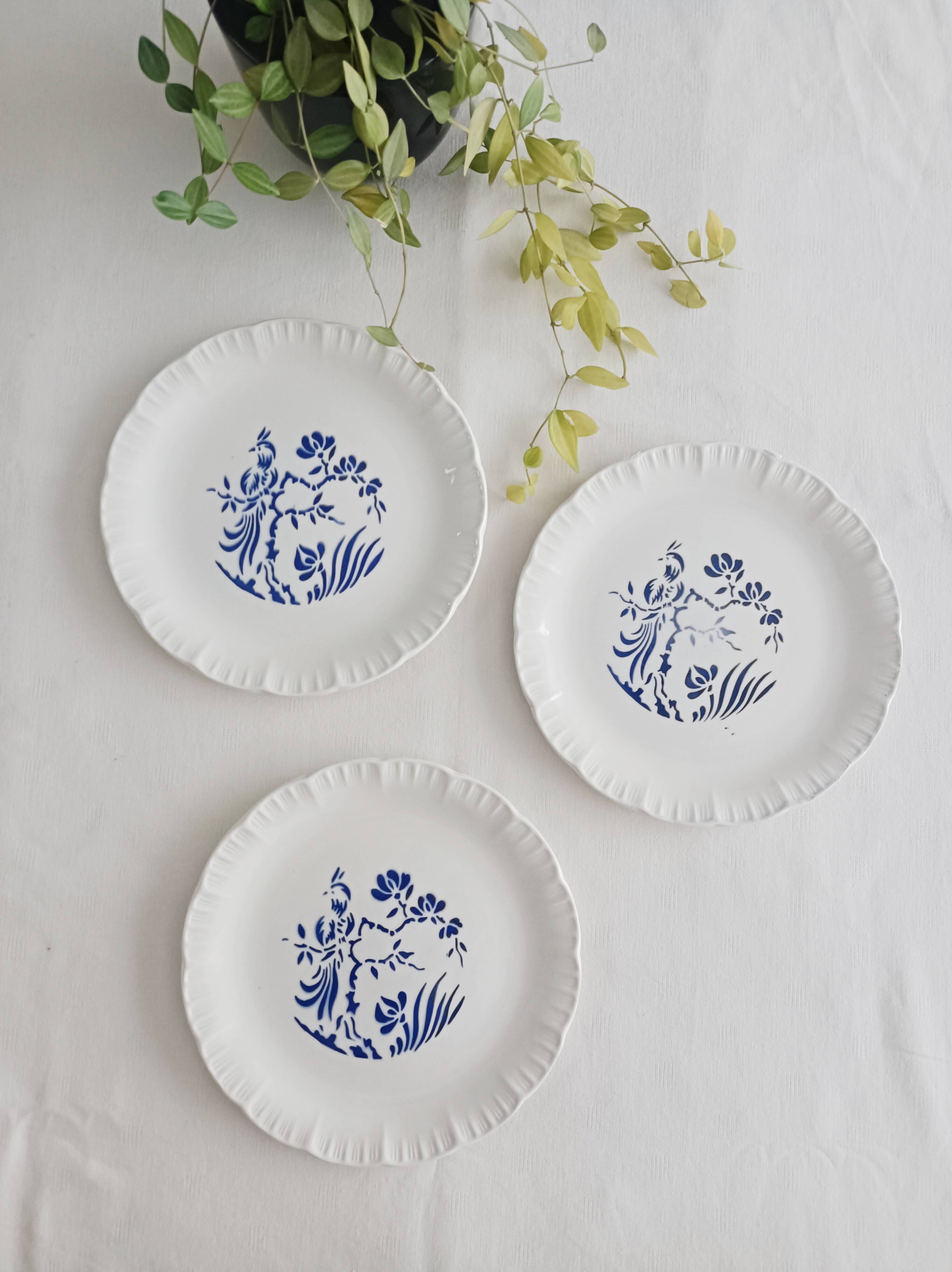 Set of 3 Digoin Sarreguemines Paradis dessert plates