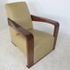 Leather armchair and art deco wood with Oottoman by Hugues Chevalier 2000s