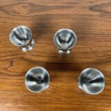 Set of 4 stainless steel egg cups, 1970
