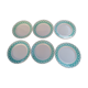 6 flat plates, Badonvillers earthenware, lagoon green, 60s