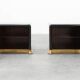Rare Set of nightstands by Luciano Frigerio 'Desirè' with brass relief, Ita