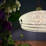 Vintage green and gold Clichy glass lampshade pendant light