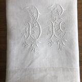 Antique linen: embroidered sheet, monogram