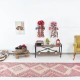 3x12 Pink Purple Kilim Runner Rug 84x347Cm