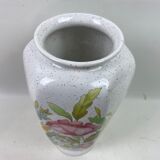 Light grey speckled vase decorated flowers 25cm