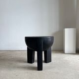 Monoxyl sofa end in black mango tree tripod half-sphere tray h:45 d:44