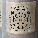 Set of 3 wall lights in hammered and chiseled brass