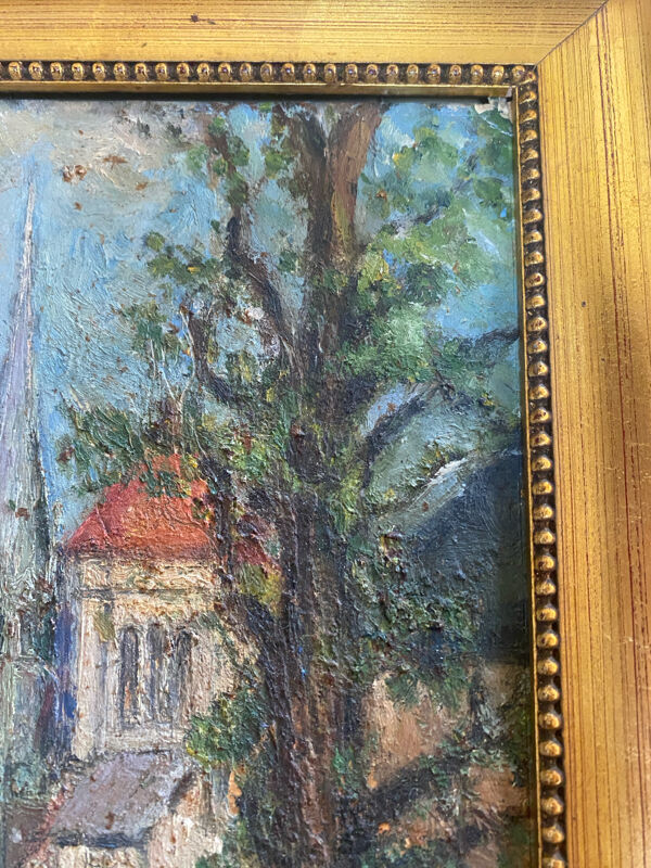 Huile sur carton ancienne encadrée