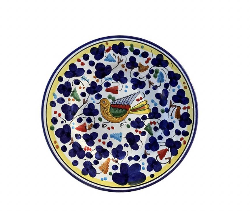 Plate 20cm bird flowers navy blue