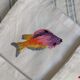 Ensemble de 6 serviettes brodées poissons