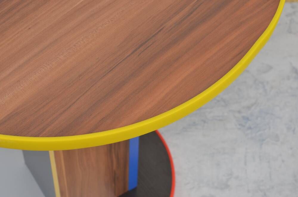 Handmade table made from recycled materials. Neoplasticism-style table.