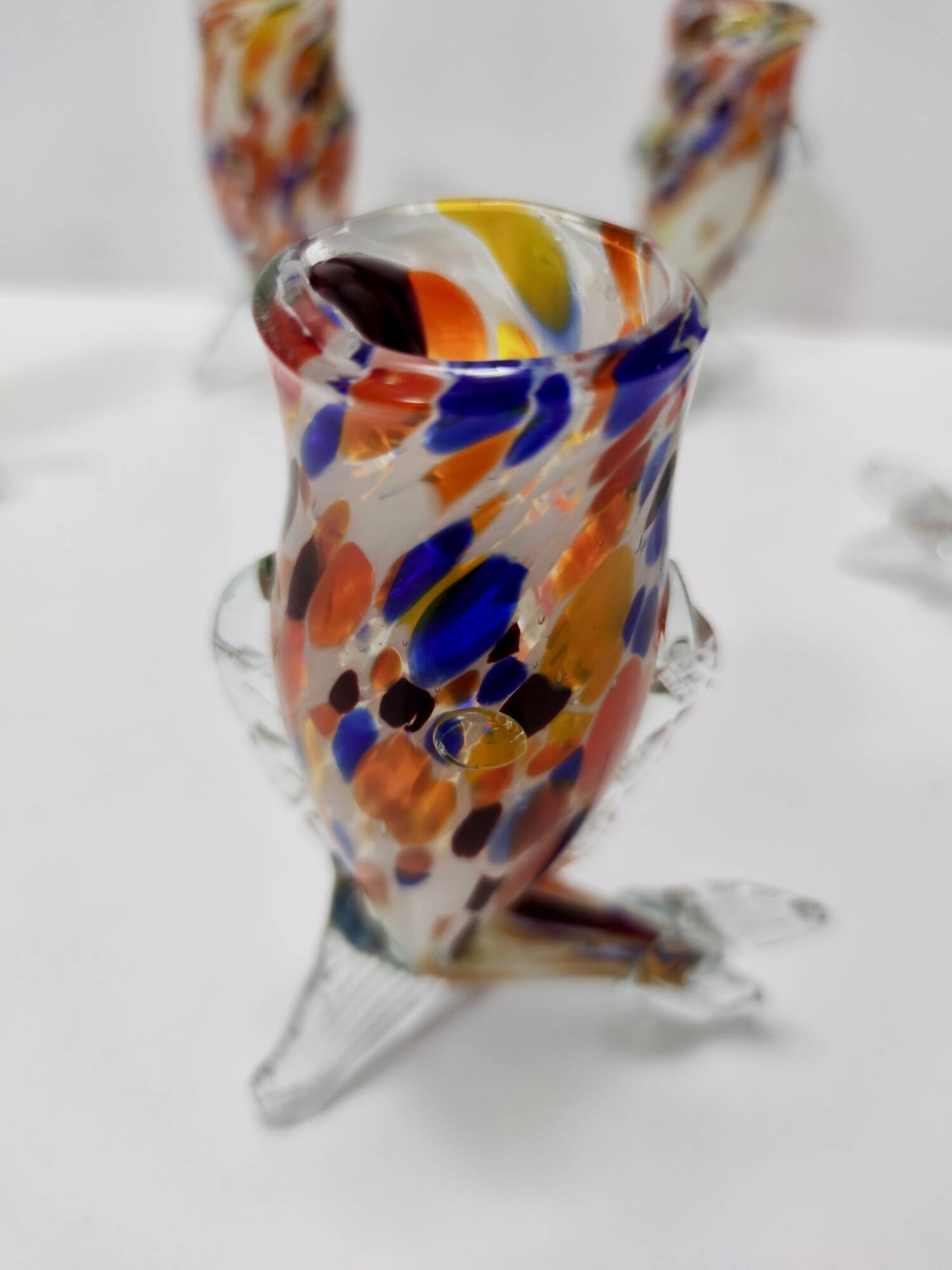 Ensemble de six verres à boire multicolores en verre de Murano par Toso, Italie