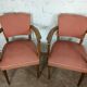 2 fauteuils bridge moustache années 50 rose pale