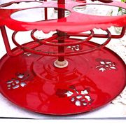 Table condiment server red metal turntable 6 vintage pieces