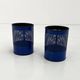 Blue perforated metal bin, 1980