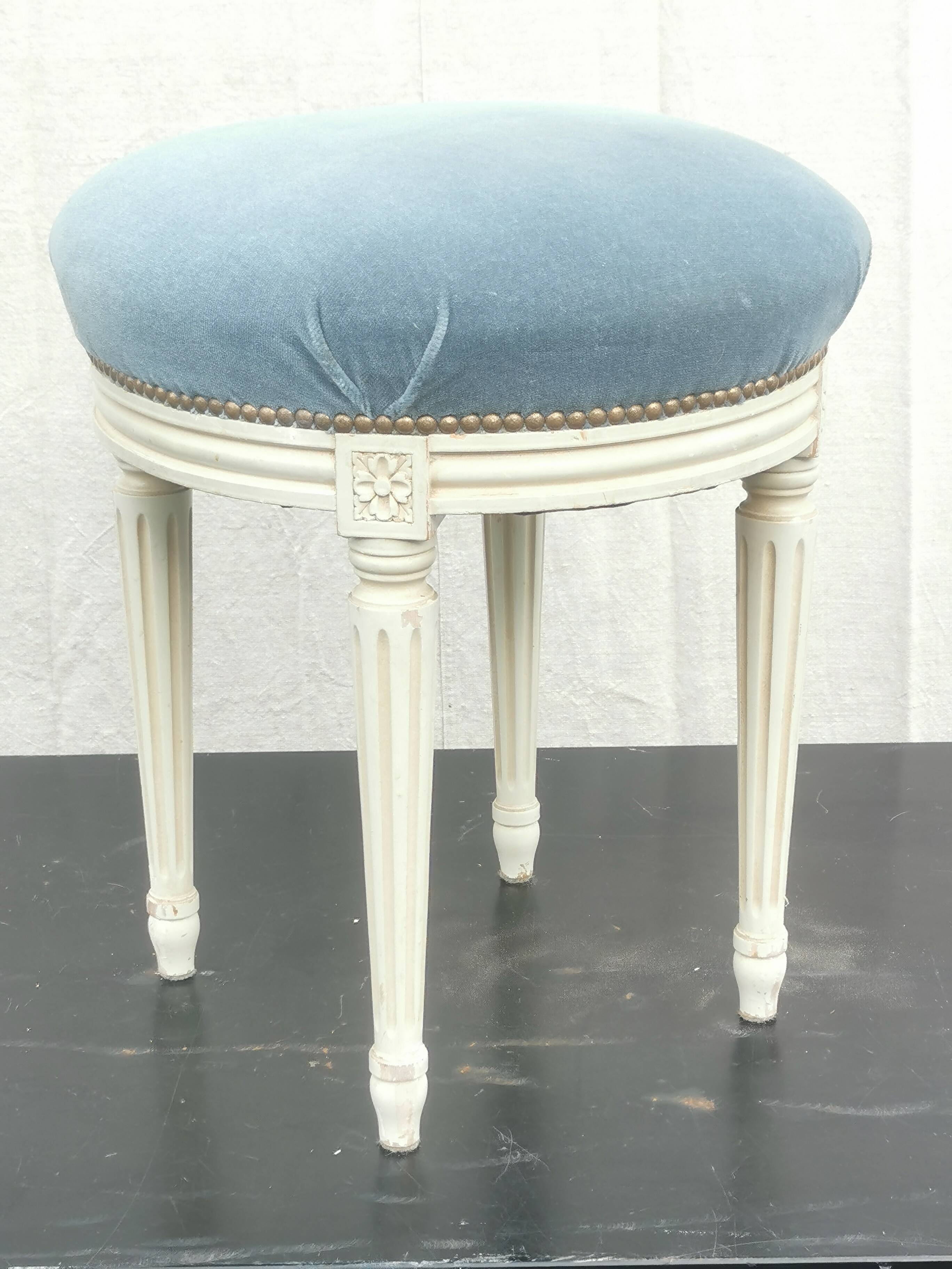“Louis xvi” style upholstered stool