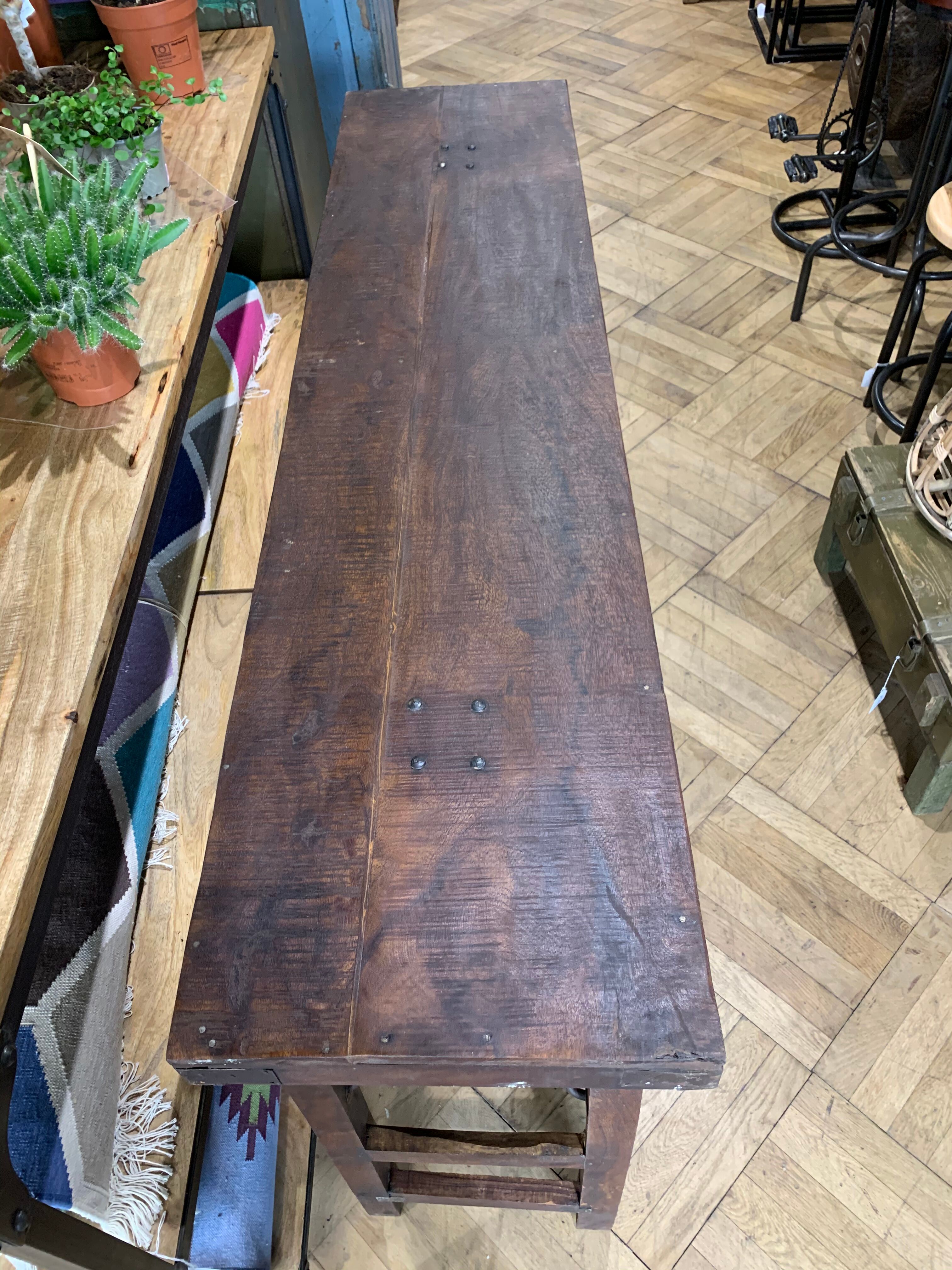 Console vintage industrielle pliable en bois