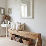 Artisanal oak beam entrance bench