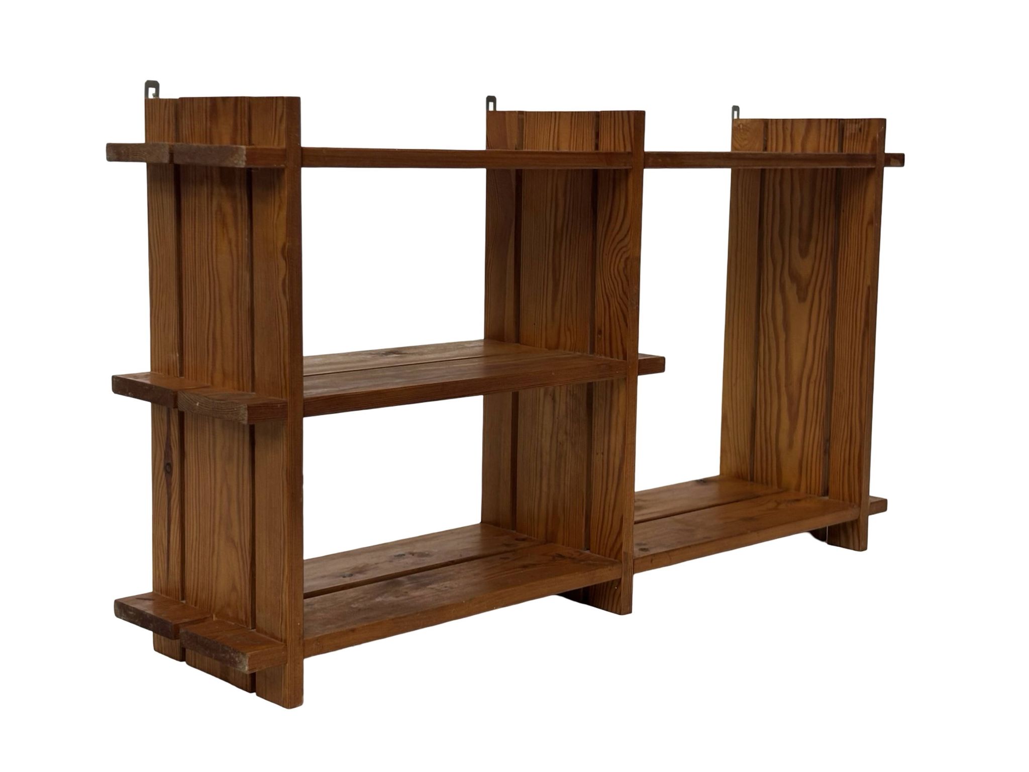 Vintage Wall shelf rack Pinewood wood 70s design