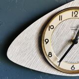 Vintage formica clock asymmetrical silent wall clock "Vedette transistor gray"