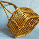 Bottle basket in vintage wicker 60s