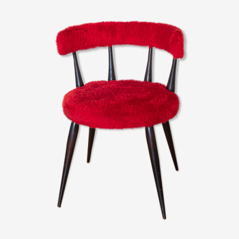 Chaise cocktail en moumoute rouge