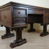 Unusual Renaissance style center desk made in the mid-19th century in walnut