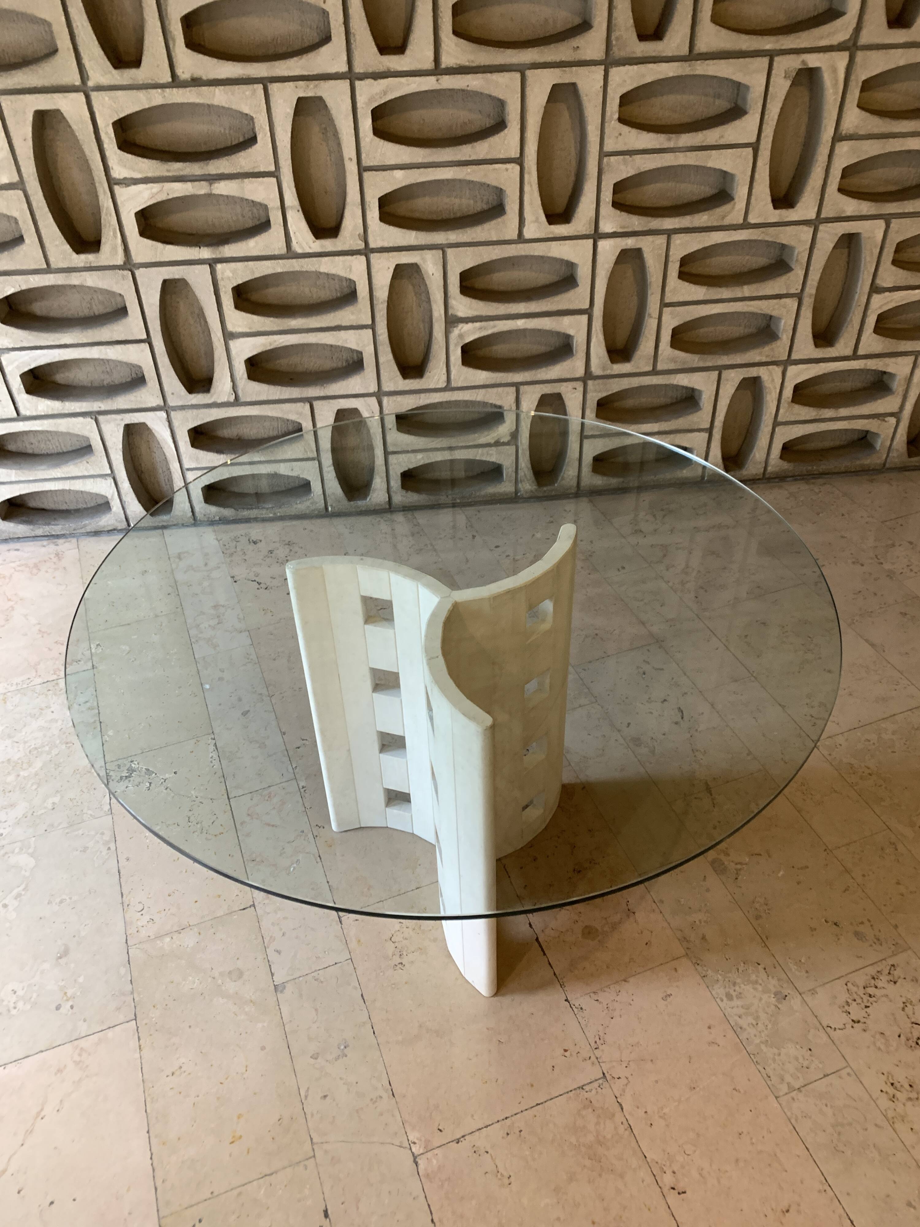 Dining table and glass by Claude Berraldacci