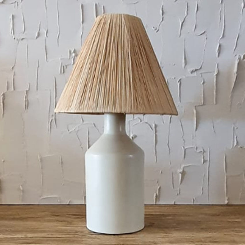 Tadelekt lamp with raffia lampshade