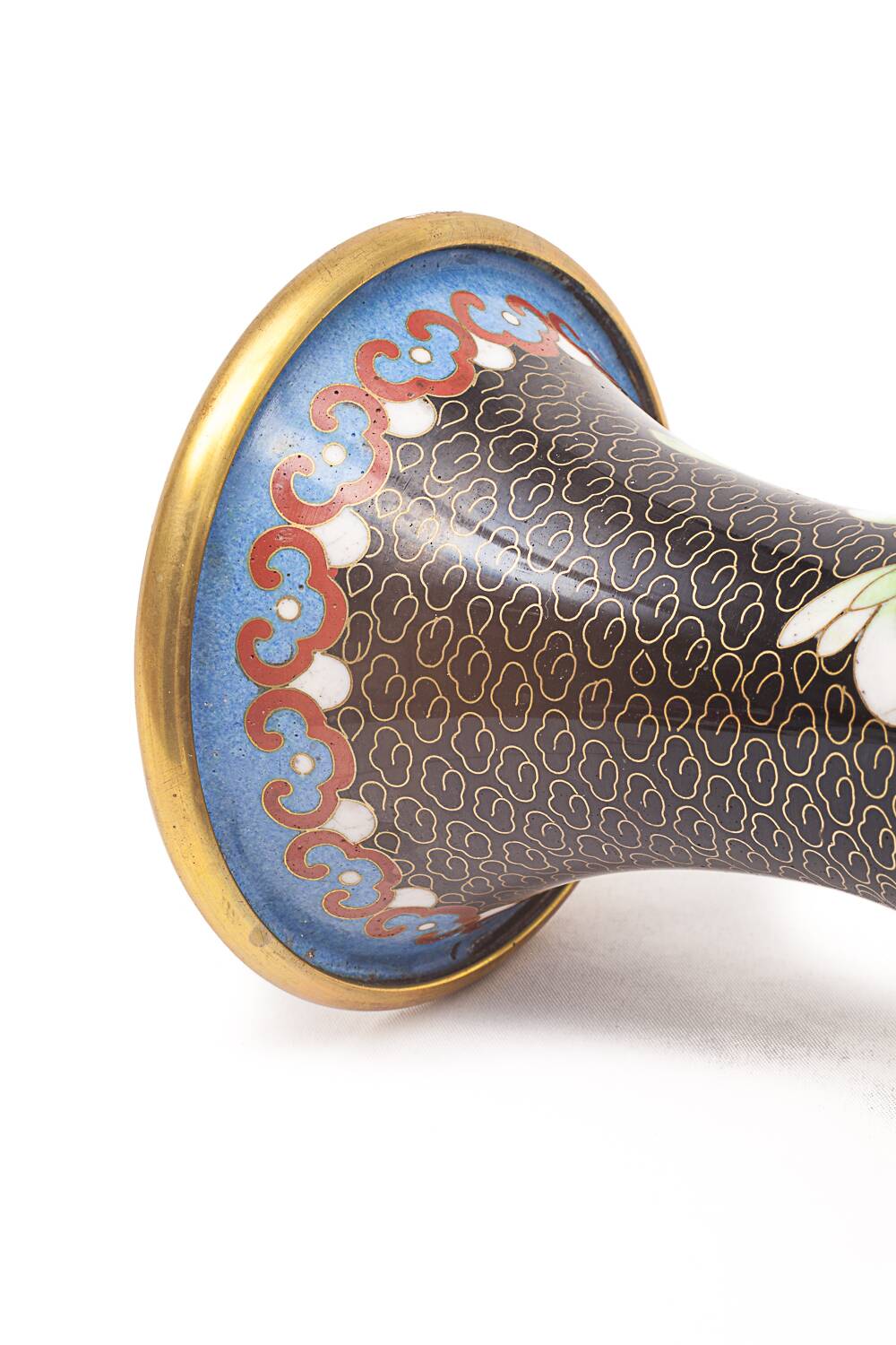 Chinese enameled brass vase