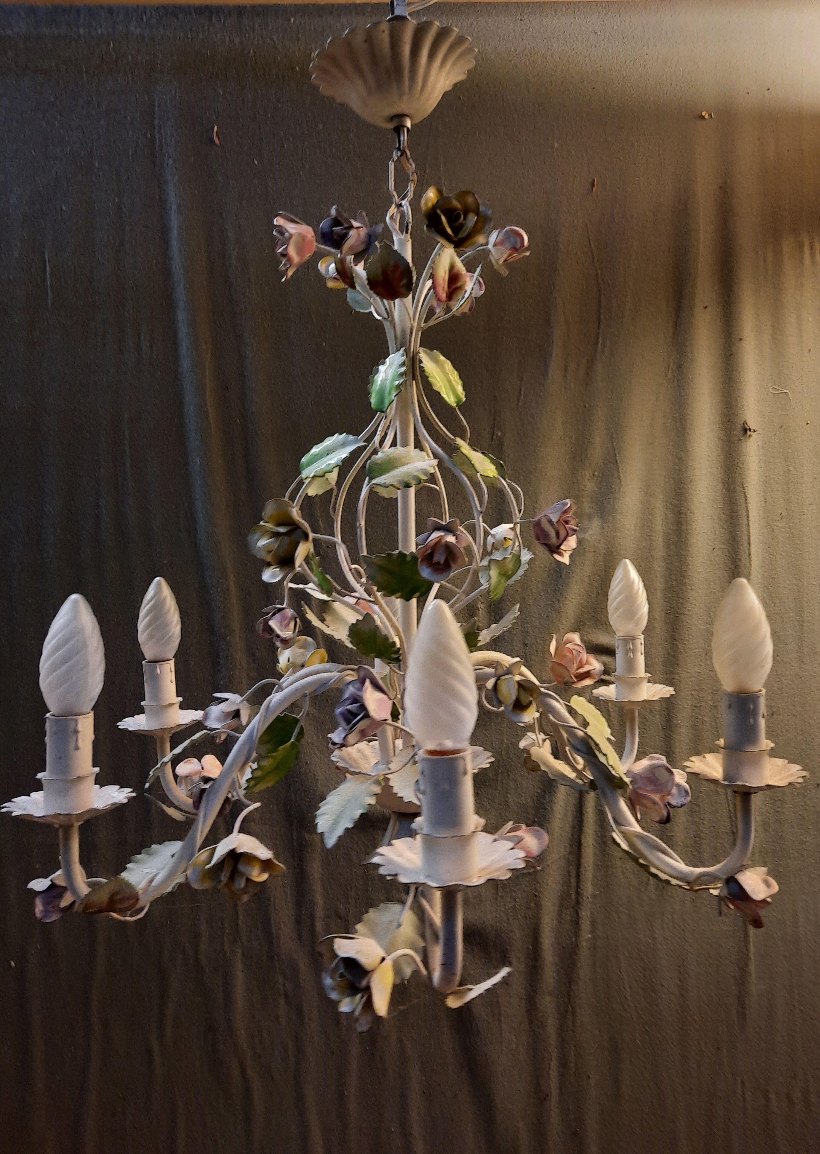 Chandelier 1900 metal and glass