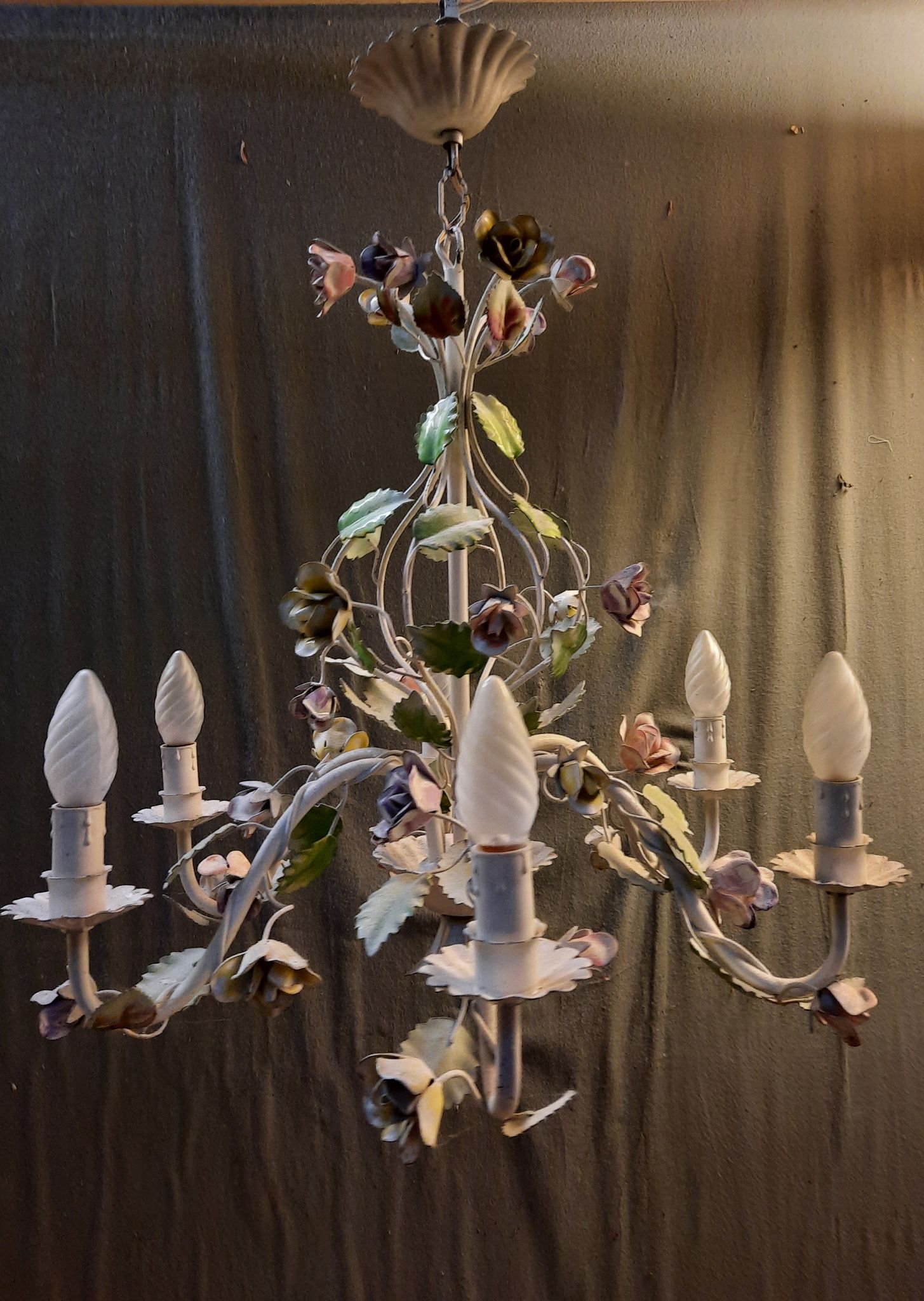 Chandelier 1900 metal and glass