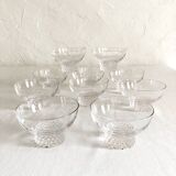 10 crystal champagne glasses, 1950s