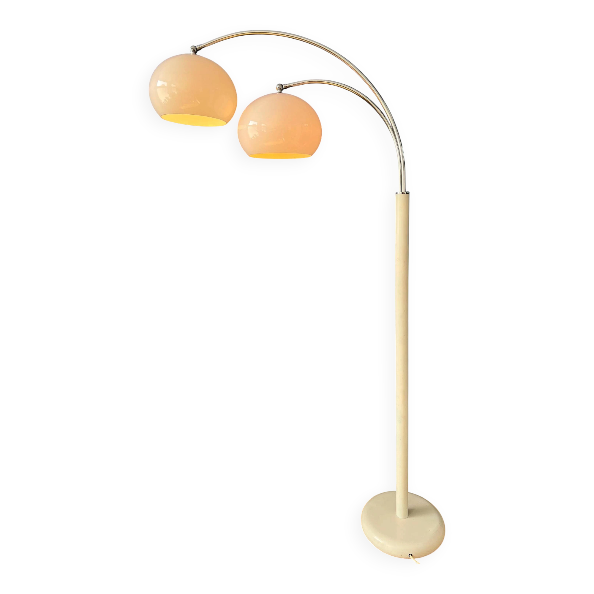 Space Age Dijkstra double arc white mushroom floor lamp