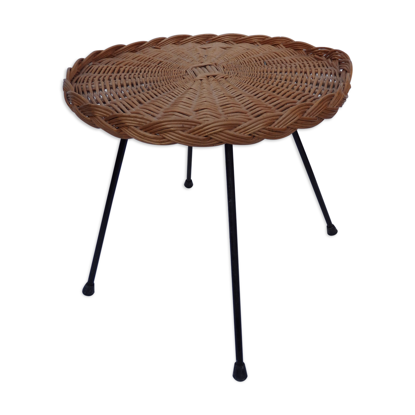 Vintage wicker rattan coffee table