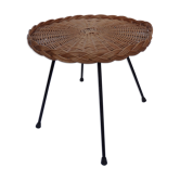 Table basse rotin osier vintage