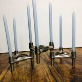 Chrome metal candle holders. Set of 3.