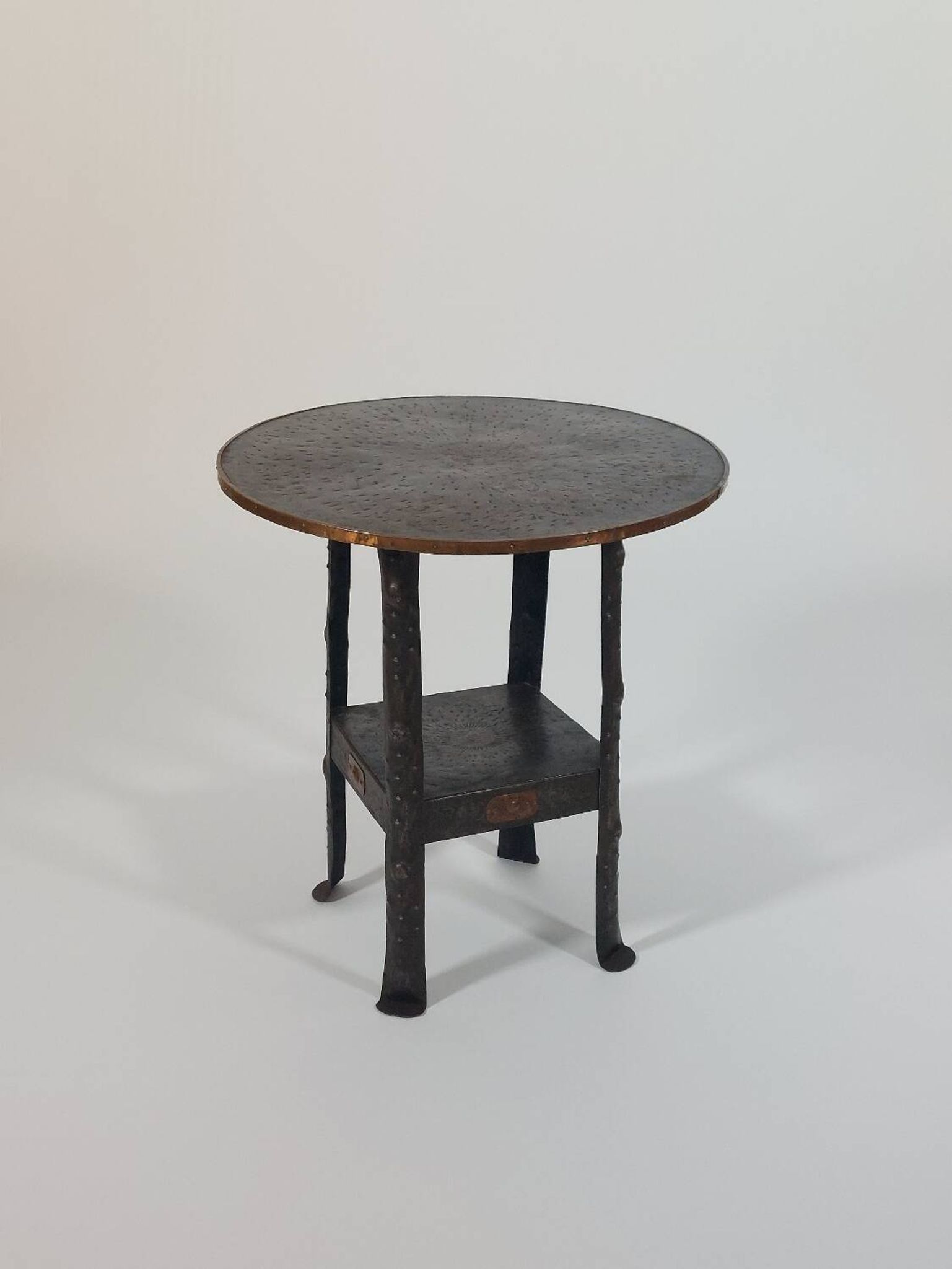 Antique Viennese side table handcrafted in wrought iron.