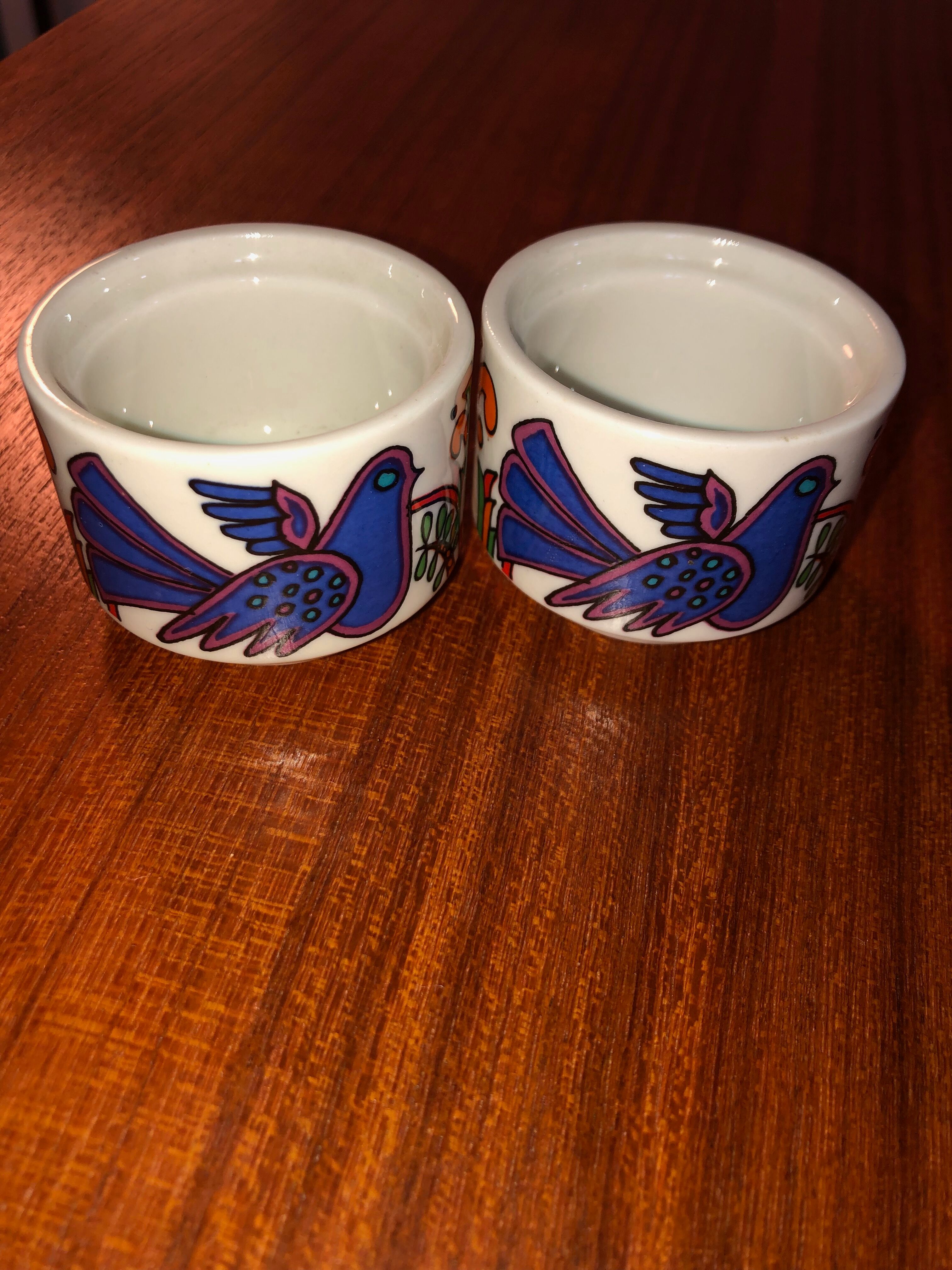 3 Coquetiers + salt shaker Villeroy Boch acapulco , vintage , ceramic