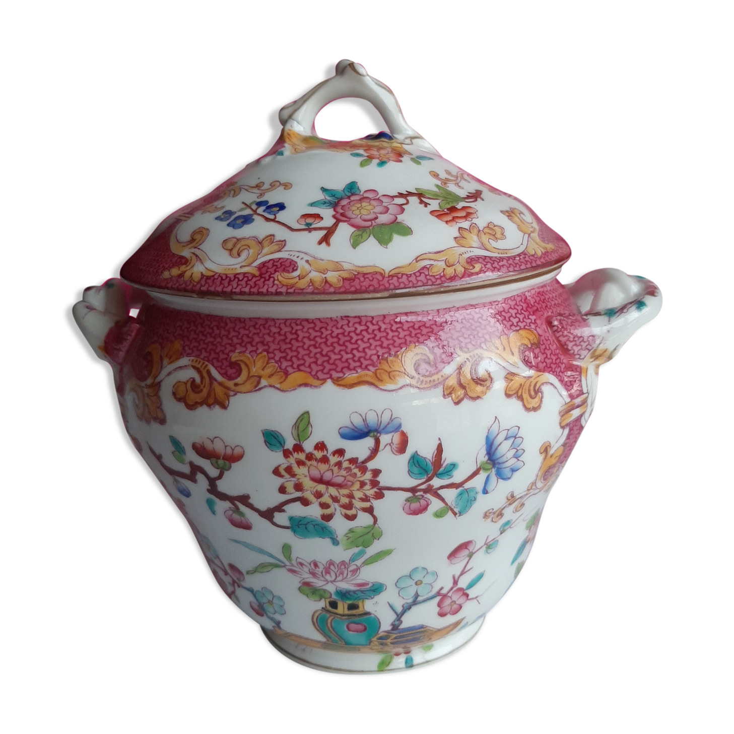 Minton porcelain covered baluster sugar bowl, 19th century