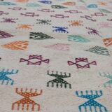 Handmade large multicolored white carpet 250x150cm