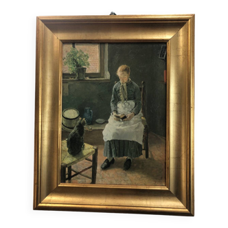 Reproduction of Fritz von Uhde's cat reader